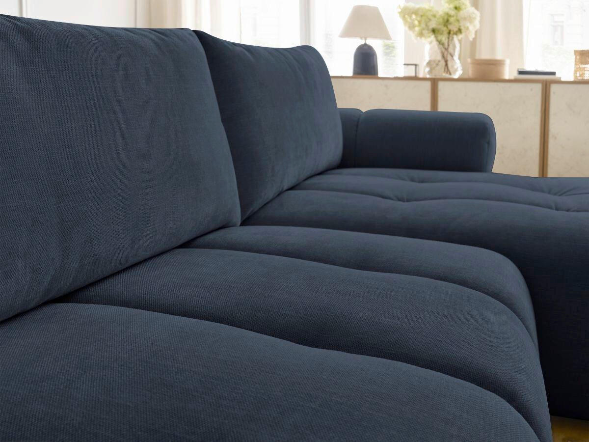 ECKSCHLAFSOFA FUJI Leinenoptik Dunkelblau  inkl.  - Schwarz/Dunkelblau, MODERN, Kunststoff/Textil (292/160cm)