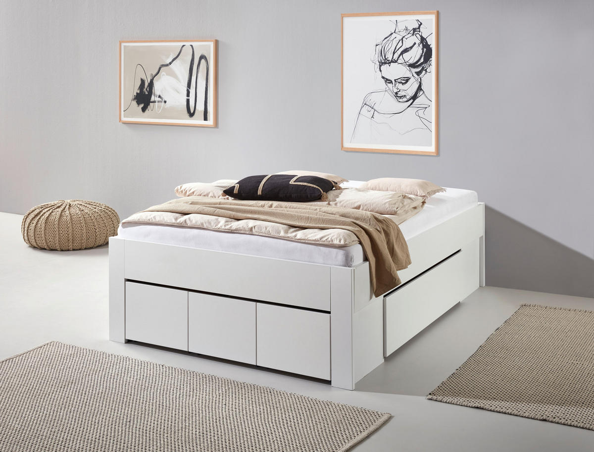 STAURAUMBETT 140/200 cm  in Weiß  - Weiß, KONVENTIONELL, Holzwerkstoff (140/200cm) - Boxxx