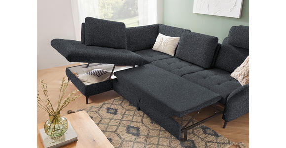 ECKSOFA in Bouclé Schwarz  - Schwarz, Natur, Textil/Metall (233/288cm) - Valnatura