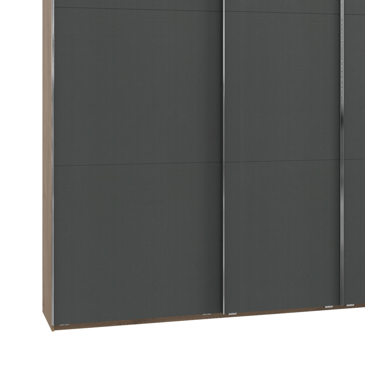 SCHWEBETÜRENSCHRANK in Graphitfarben, Eichefarben  - Chromfarben/Eichefarben, Basics, Holzwerkstoff/Metall (350/216/65cm) - MID.YOU