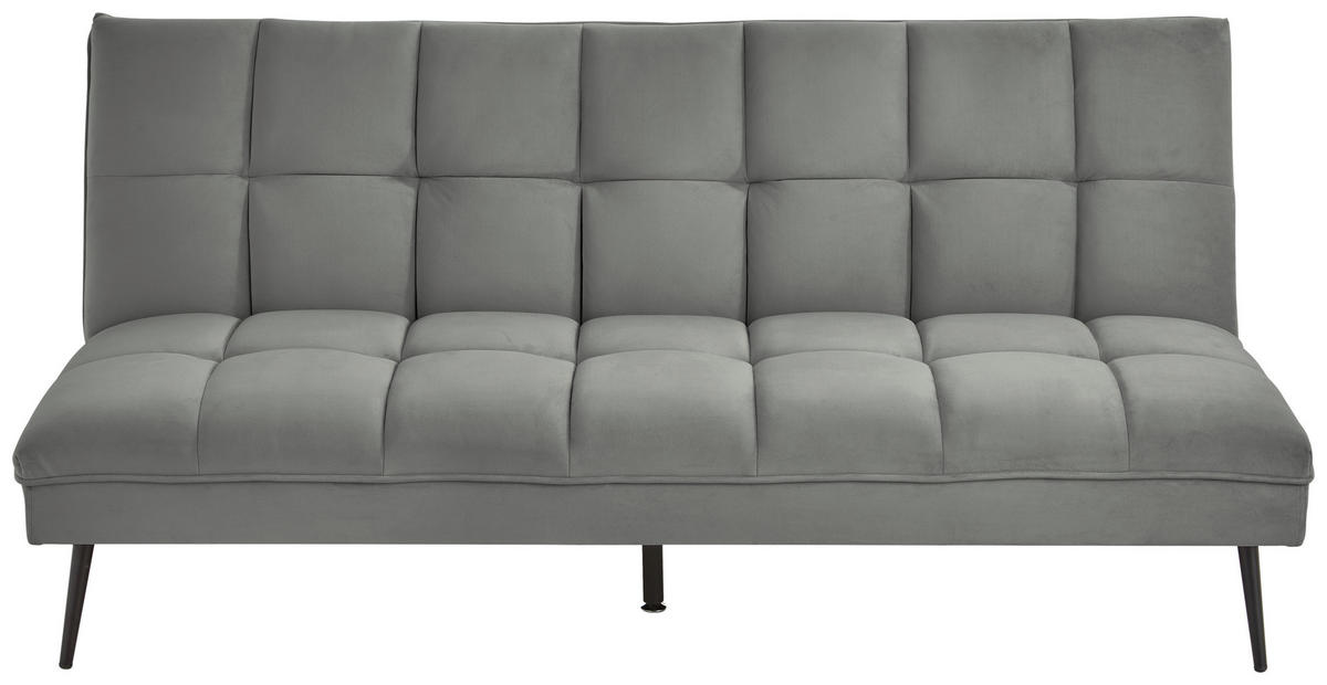 SCHLAFSOFA in Samt Hellgrau  - Hellgrau/Schwarz, MODERN, Textil/Metall (178/84/98cm) - MID.YOU