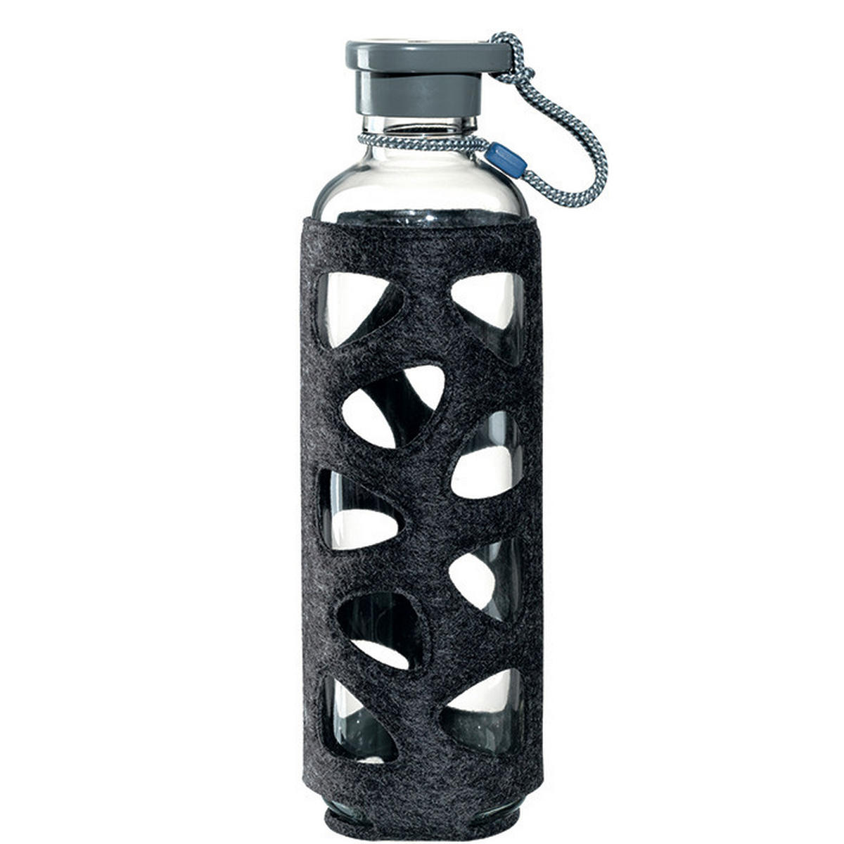 UNIVERZALNA FLAŠA      0,75 l   IN GIRO  - providno/antracit, Osnovno, staklo/tekstil (8,20/27,50/8,20cm) - Leonardo