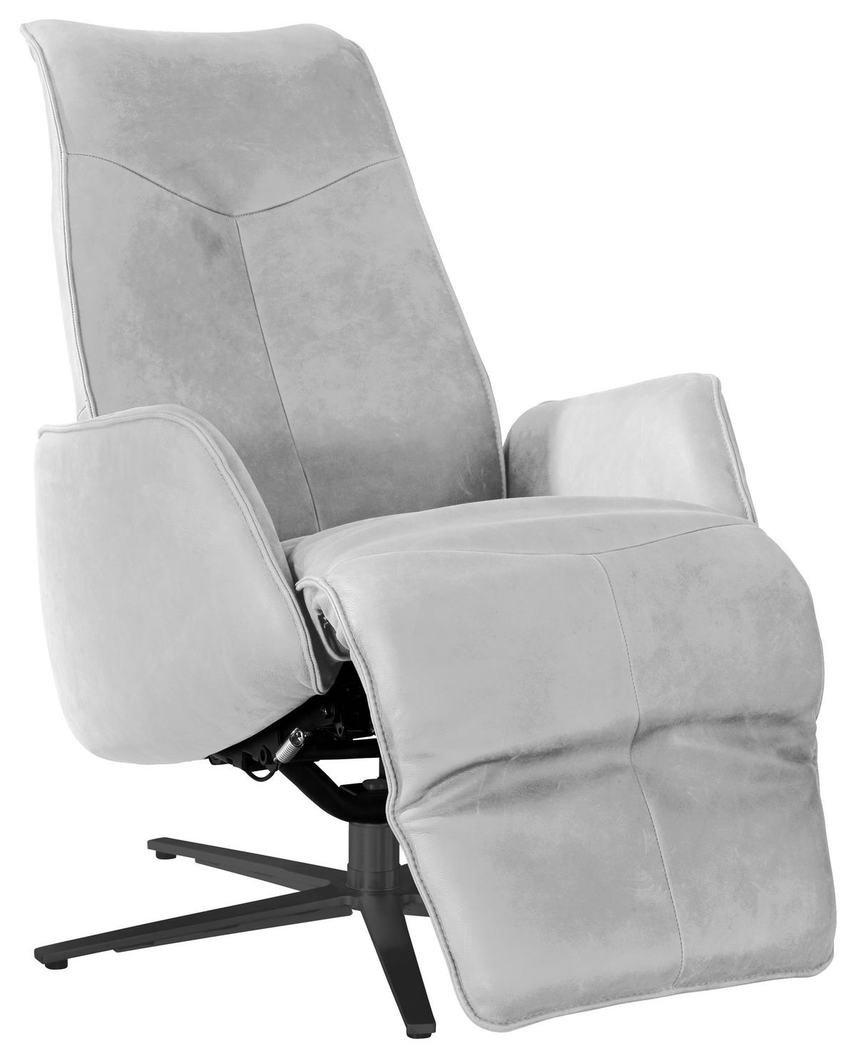 RELAXSESSEL in Leder Hellgrau  - Anthrazit/Hellgrau, Design, Leder/Metall (71/114/84cm) - Johann Jakob