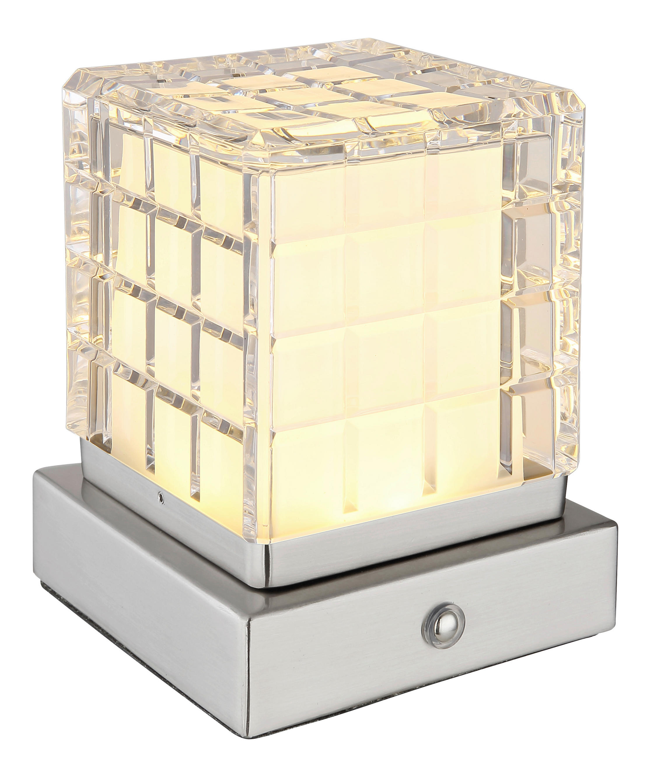 AKKU-TISCHLEUCHTE 10/10/10 cm   - Klar/Weiß, Trend, Kunststoff/Metall (10/10/10cm) - Globo
