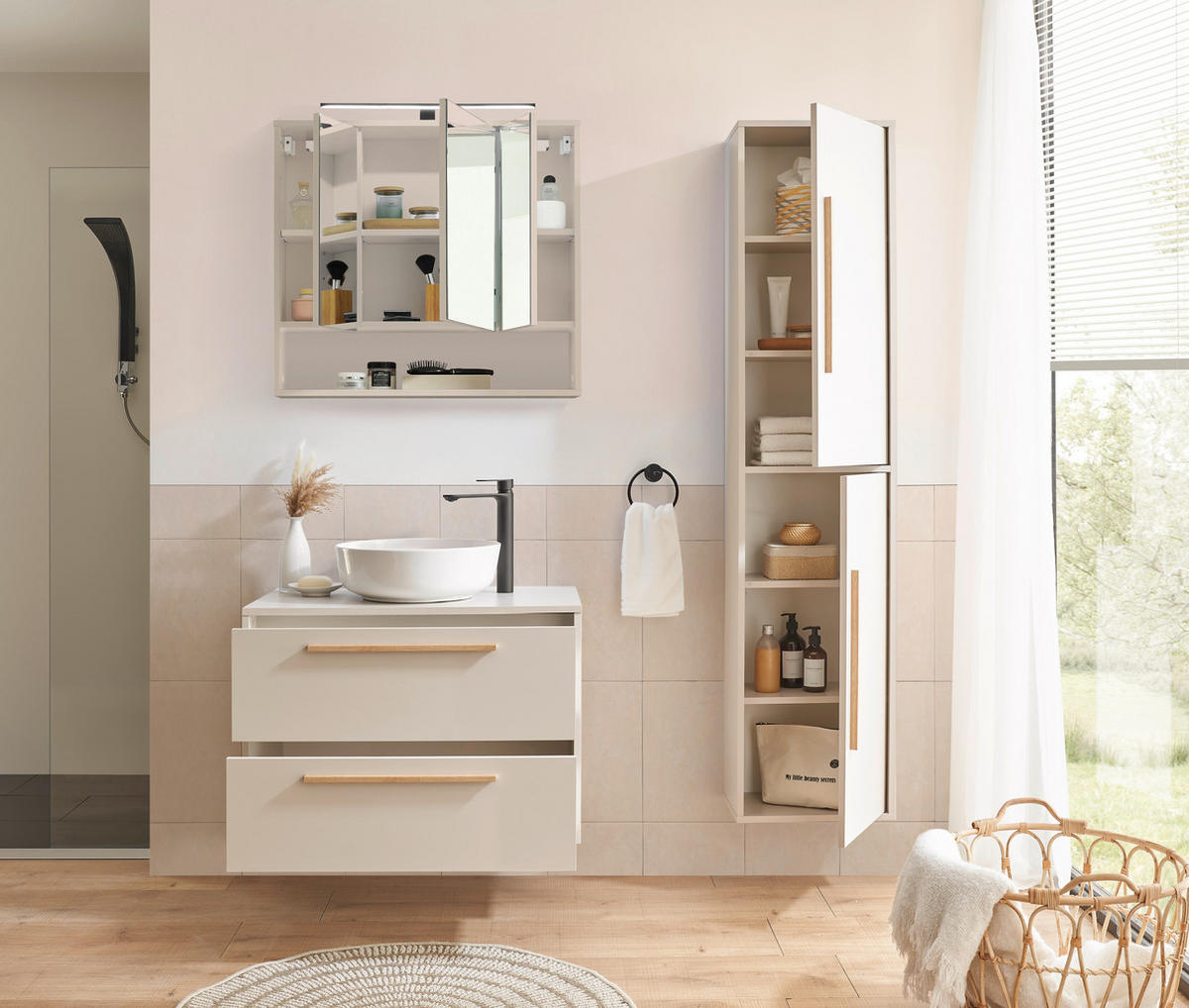 HOCHSCHRANK 40/176/26 cm  - Kaschmir/Eichefarben, Design, Holzwerkstoff/Kunststoff (40/176/26cm) - home24