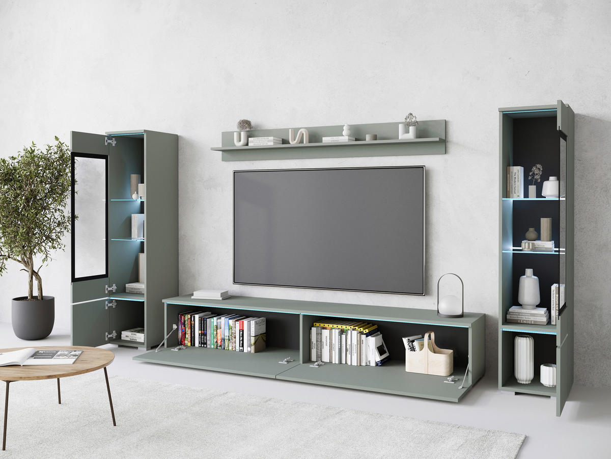 DNEVNI REGAL,  zelena  - siva/zelena, Trend, umetna masa/steklo (240/130/33cm) - P & B