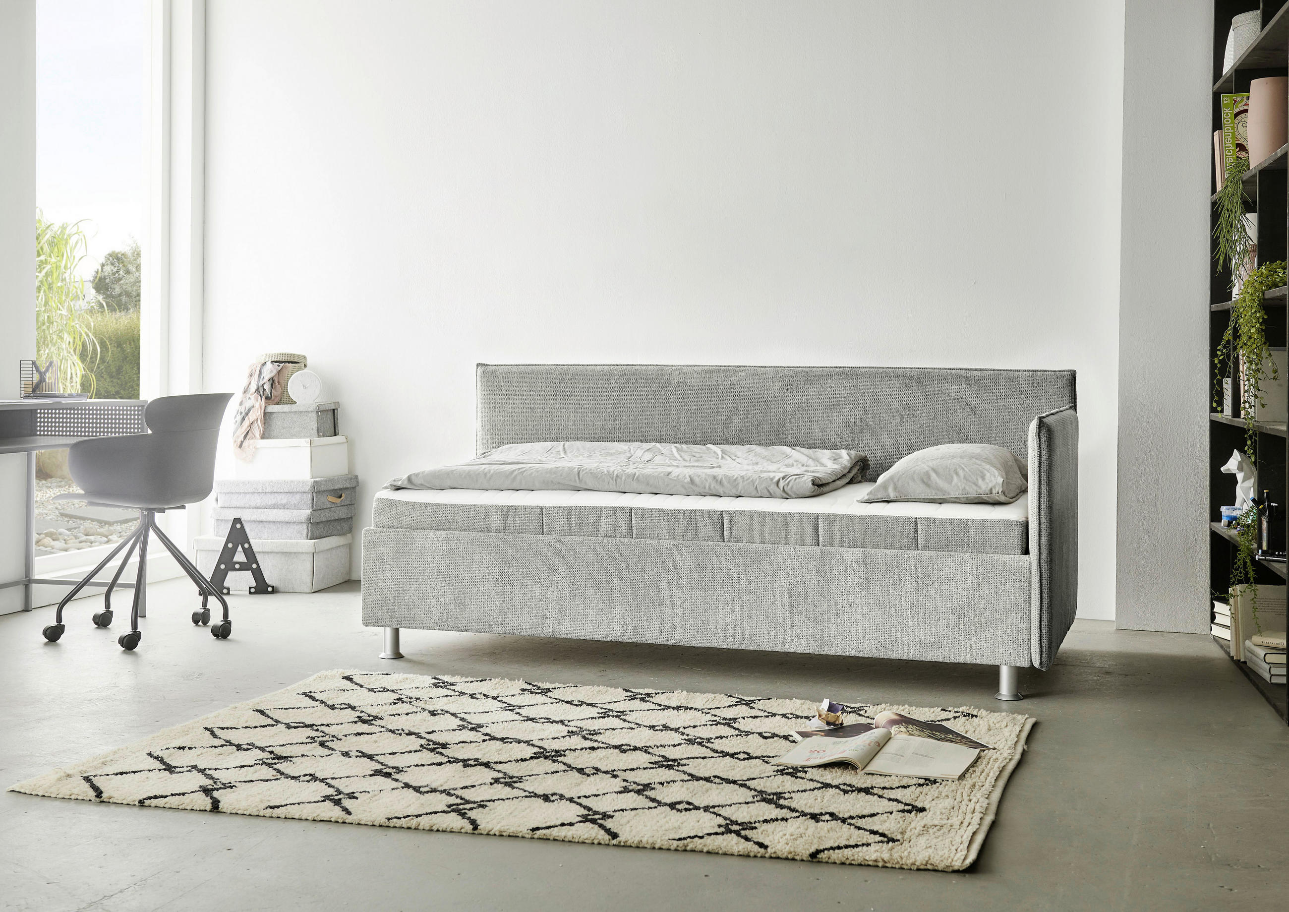 POLSTERLIEGE Flachgewebe Ecru  - Ecru/Alufarben, KONVENTIONELL, Holz/Holzwerkstoff (120/200cm) - Beldomo - Sleep