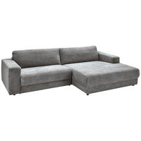 ECKSOFA in Cord Dunkelgrau  - Dunkelgrau/Schwarz, Design, Kunststoff/Textil (296/168cm) - Pure Home Lifestyle