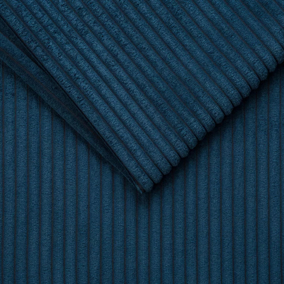 ECKSOFA in Cord Dunkelblau  - Schwarz/Dunkelblau, Design, Kunststoff/Textil (205/340cm) - Lomoco