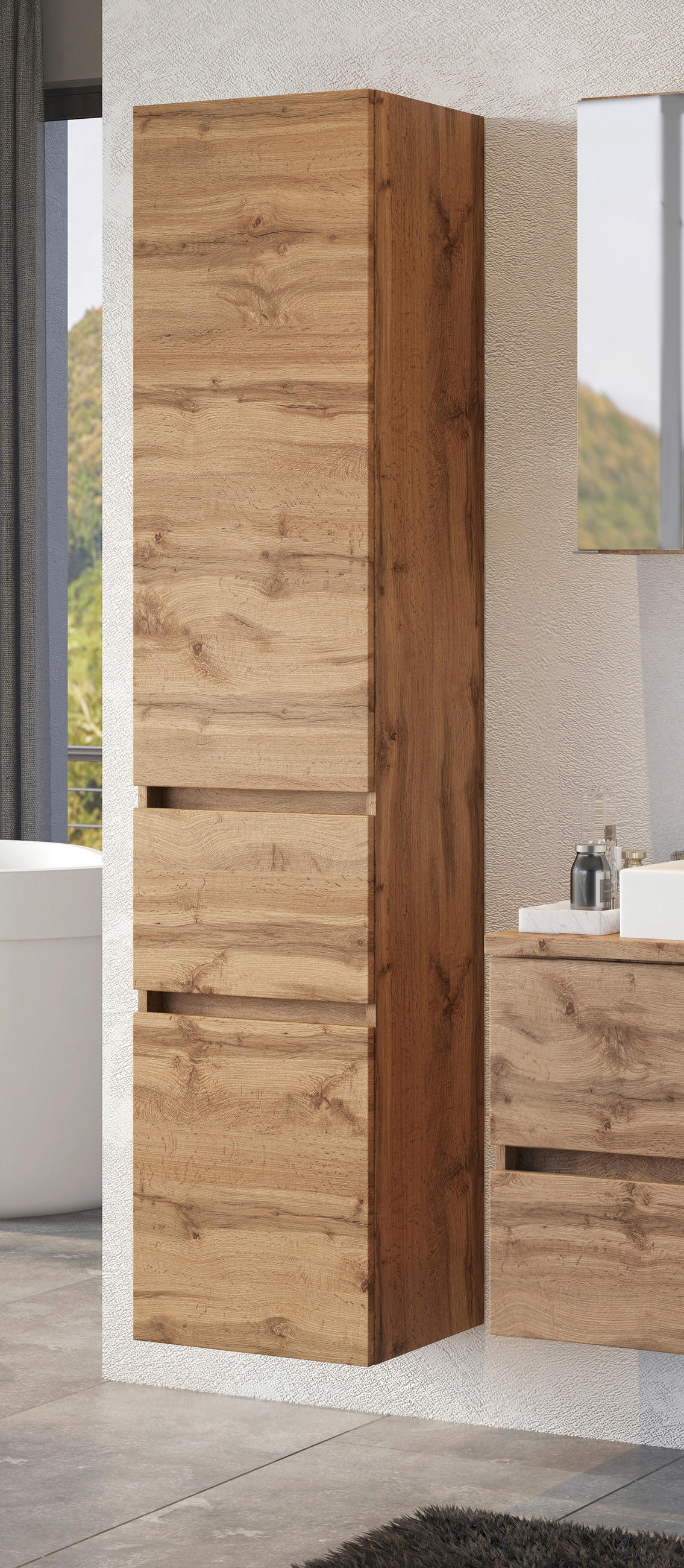 HOCHSCHRANK 40/180/35 cm  - Eiche Wotan/Silberfarben, MODERN, Holzwerkstoff/Kunststoff (40/180/35cm) - Held