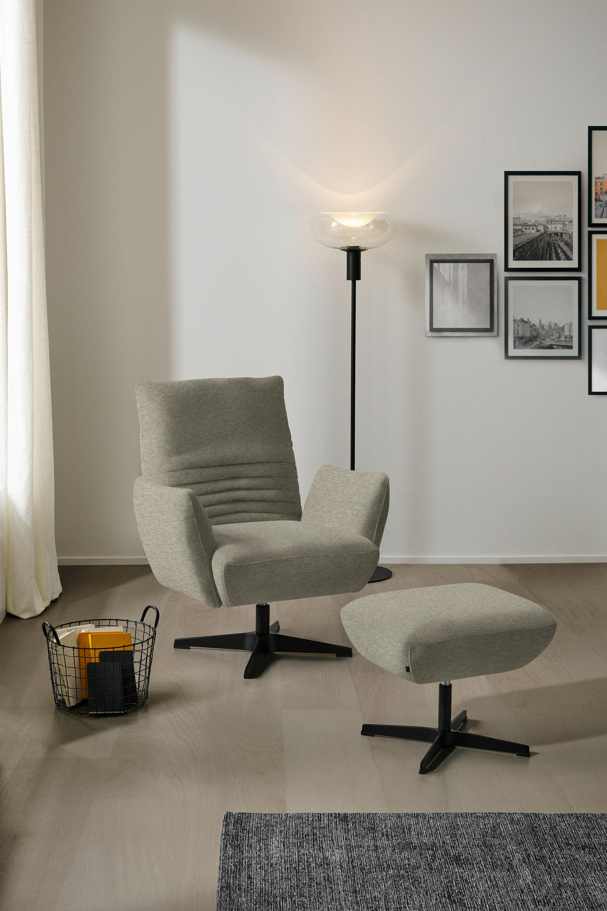 SESSEL in Teddystoff Graubraun  - Graubraun/Schwarz, Design, Textil/Metall (60/94/86cm) - Dieter Knoll