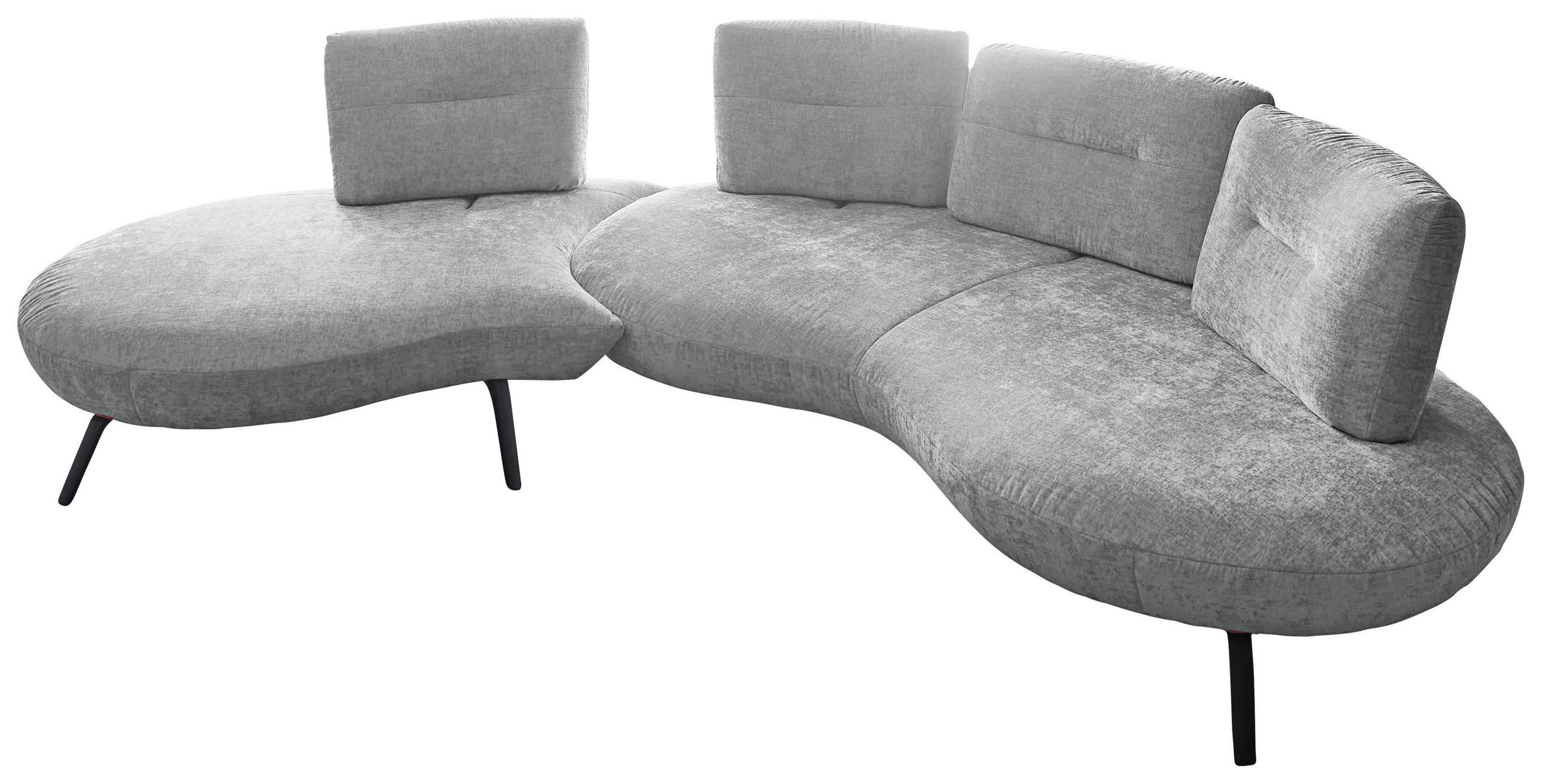 BIGSOFA Flachgewebe Hellgrau  - Hellgrau/Schwarz, Design, Textil/Metall (456/93/138cm) - Moderano