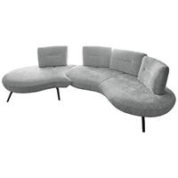 BIGSOFA Flachgewebe Hellgrau  - Hellgrau/Schwarz, Design, Textil/Metall (456/93/138cm) - Moderano