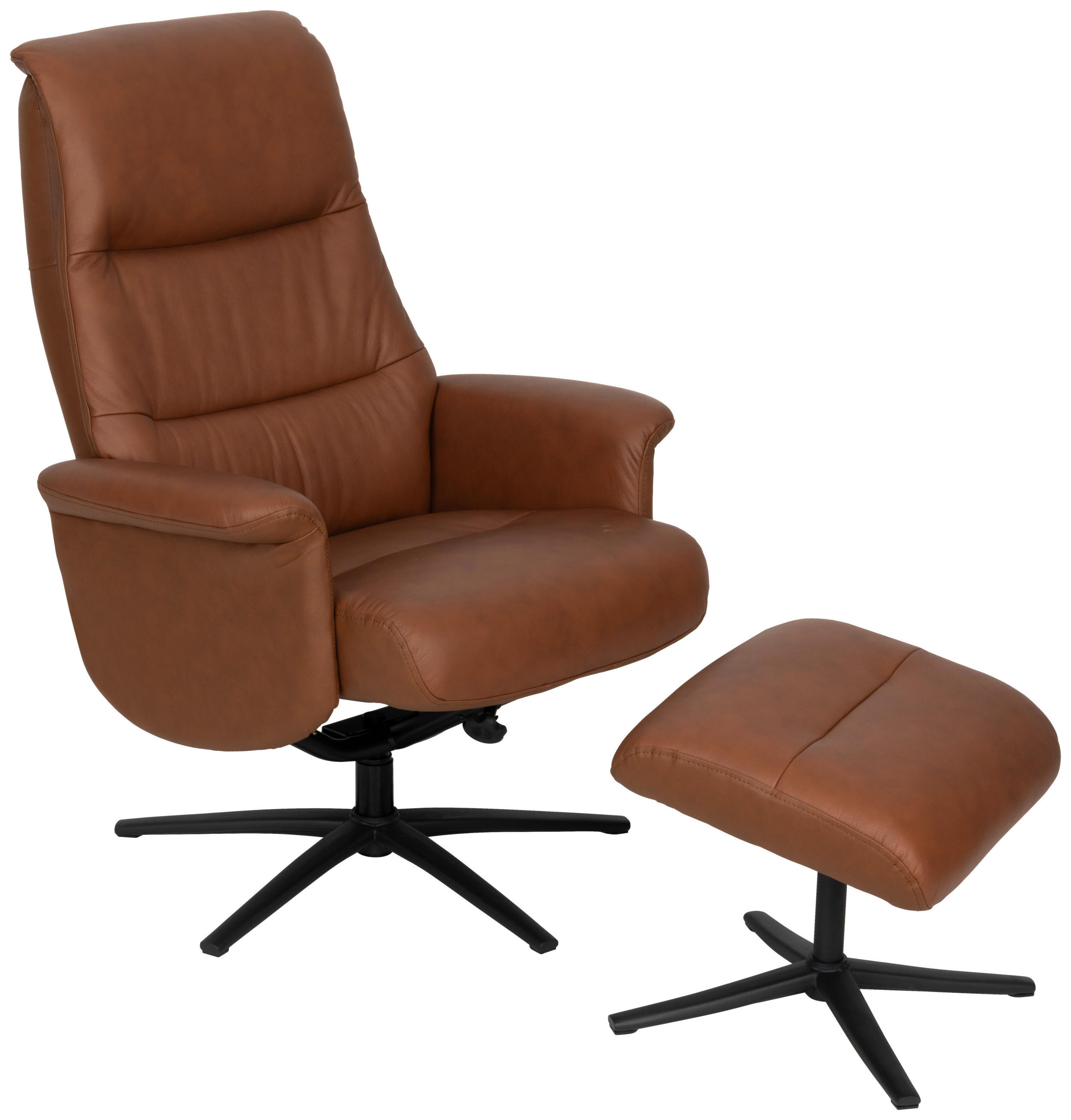 RELAXSESSELSET Lederlook Echtleder    - Schwarz/Kupferfarben, Design, Leder/Textil (76/107/79cm) - Livetastic