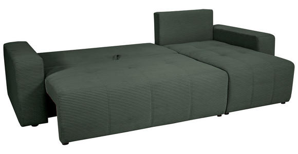 ECKSOFA inkl. Funktion Waldgrün Cord - Waldgrün/Schwarz, Design, Kunststoff/Textil (248/146cm) - Xora
