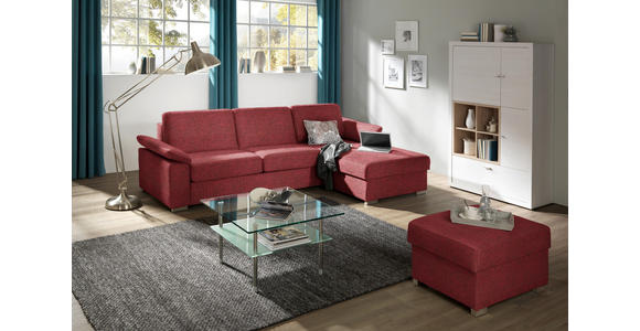 ECKSOFA in Flachgewebe Rot  - Chromfarben/Rot, KONVENTIONELL, Textil/Metall (285/176cm) - Novel