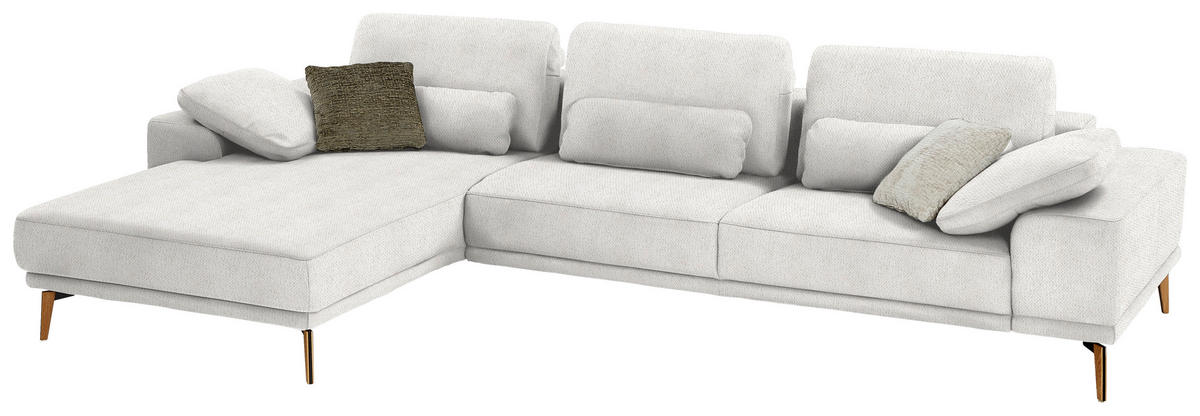 ECKSOFA in Flachgewebe Weiss  - Wildeiche/Weiss, Design, Holz/Textil (193/334cm) - Niels Andersson