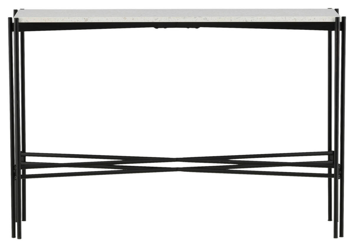 BEISTELLTISCH 110/30/75 cm Schwarz, Weiß rechteckig  - Schwarz/Weiß, Design, Stein/Metall (110/30/75cm) - Livetastic