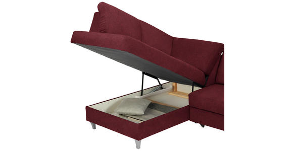 ECKSOFA in Flachgewebe Rot  - Silberfarben/Rot, KONVENTIONELL, Holz/Textil (186/255cm) - Cantus