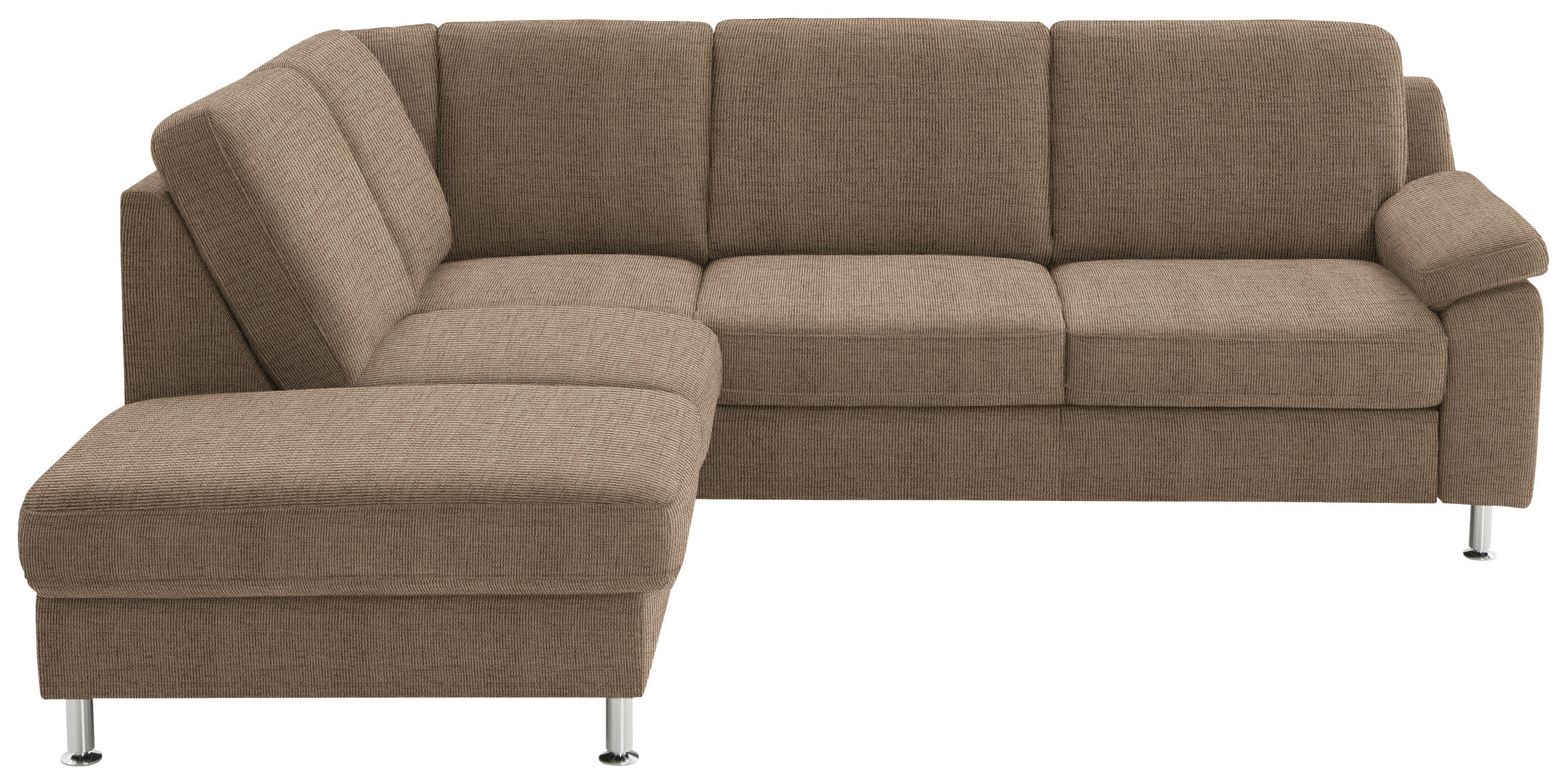 ECKSOFA in Webstoff Hellbraun  - Hellbraun/Alufarben, Konventionell, Textil/Metall (200/241cm) - Beldomo System