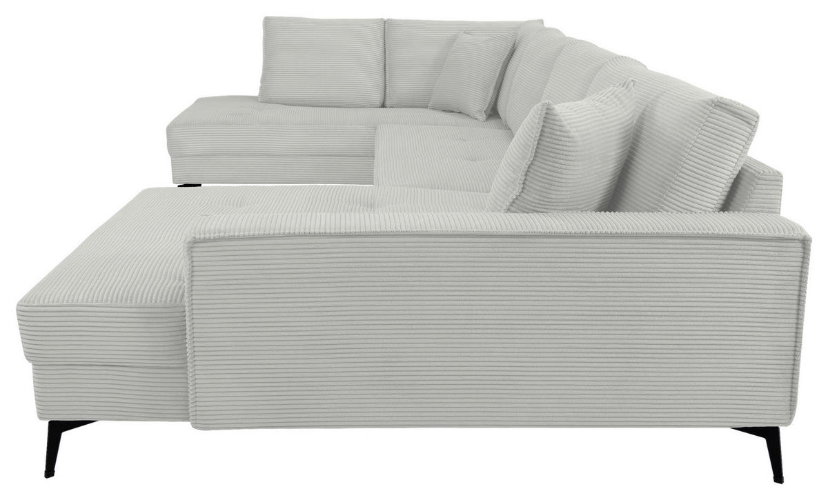 WOHNLANDSCHAFT ZERO Creme, Weiß Cord  - Creme/Schwarz, Trend, Textil/Metall (195/362/173cm) - Livetastic