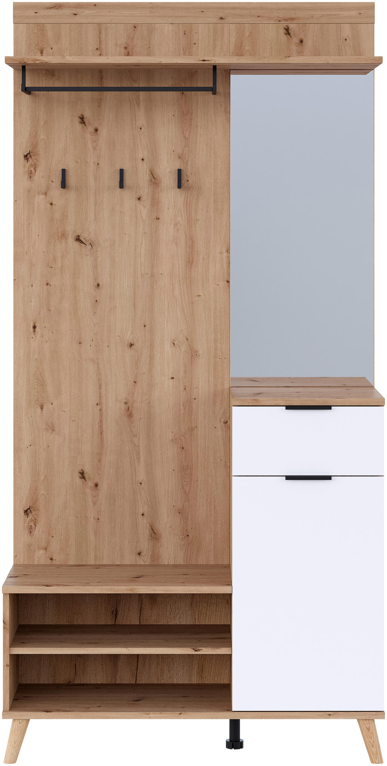 GARDEROBE  in 100/202/40 cm  - Weiß/Eiche Artisan, Design, Holzwerkstoff (100/202/40cm) - home24