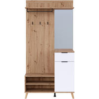 GARDEROBE  in 100/202/40 cm  - Weiß/Eiche Artisan, Design, Holzwerkstoff (100/202/40cm) - home24