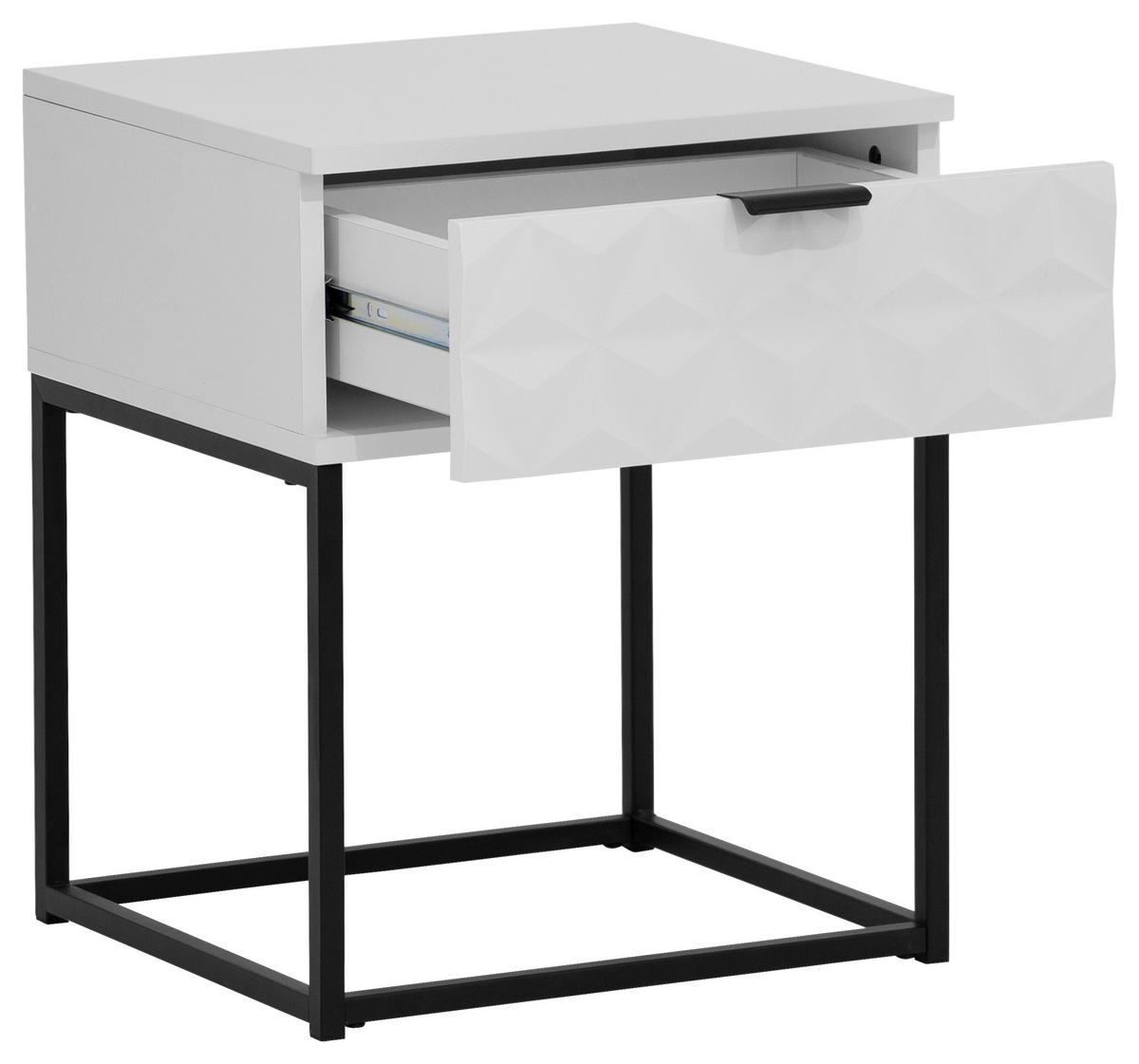 NACHTSCHRANK 42,5/52/38,5 cm  - Schwarz/Weiß, KONVENTIONELL, Holzwerkstoff/Metall (42,5/52/38,5cm) - Boxxx