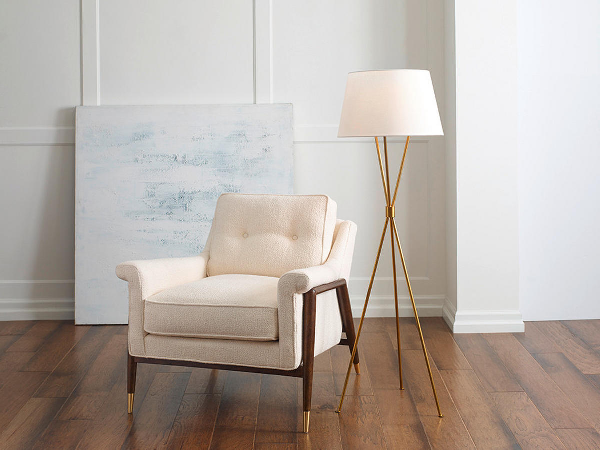 GOLVLAMPA Elstead Penny 47/139.7 cm    - mässingsfärgad, Lifestyle, metall/textil (47/139.7cm) - Elstead Lighting