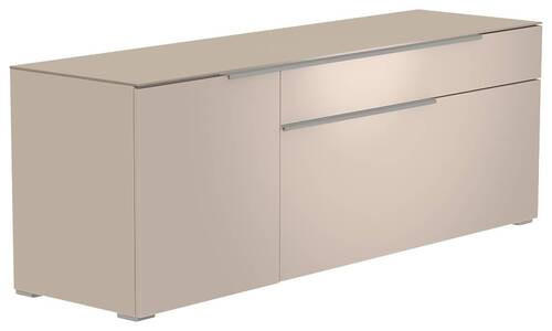 LOWBOARD in 160/58/45 cm - Sandfarben/Alufarben, Design, Glas/Holzwerkstoff (160/58/45cm) - Moderano