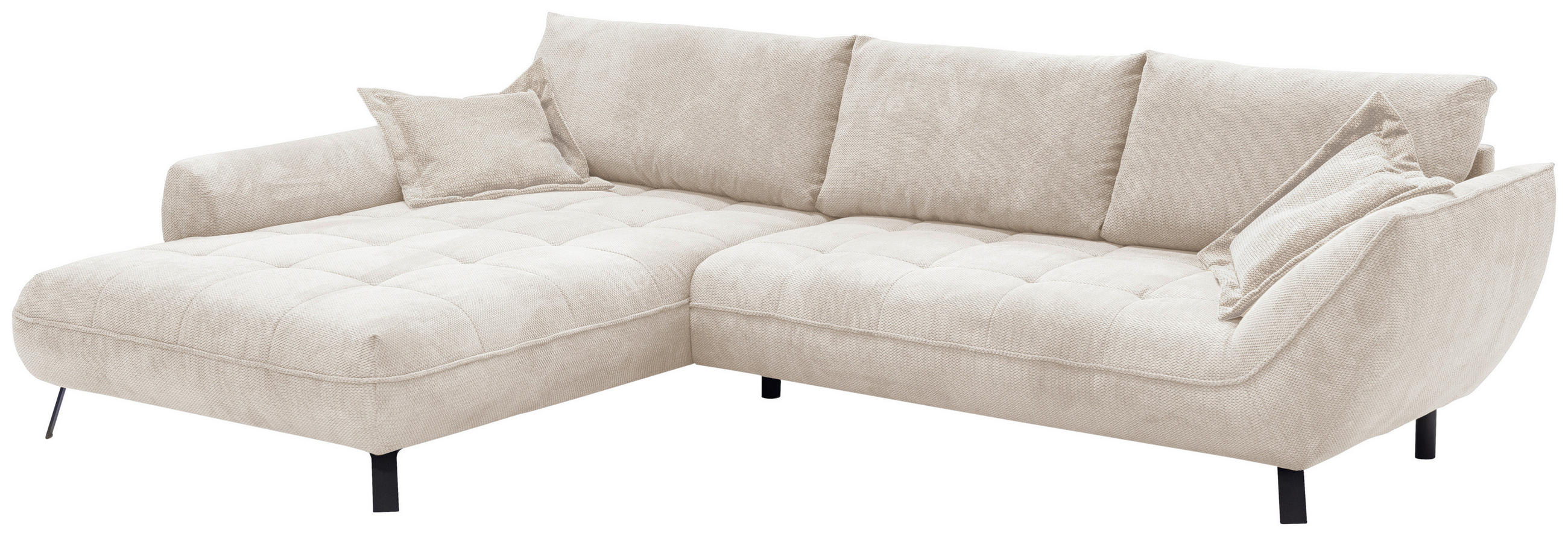 ECKSOFA in Struktur Beige  - Beige/Schwarz, Design, Textil/Metall (205/324cm) - Livetastic