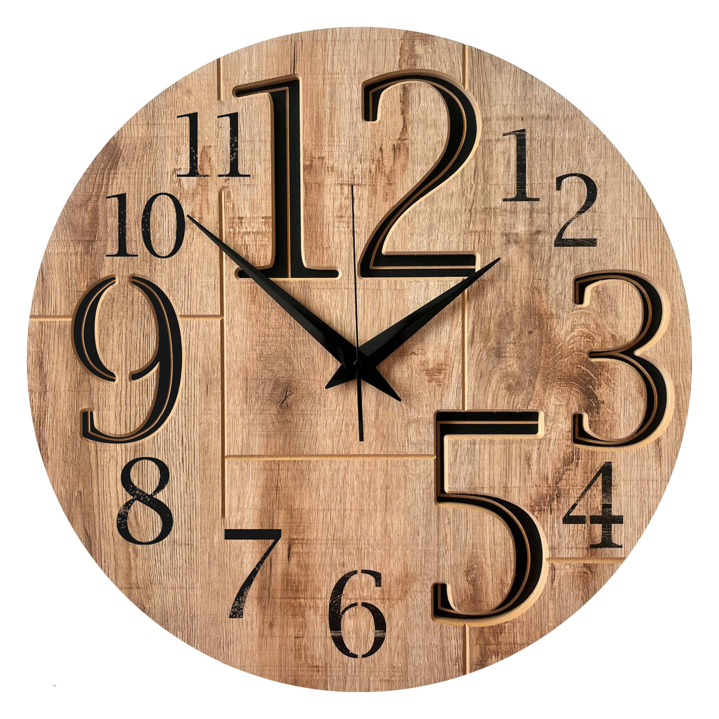 Ambia Home NÁSTĚNNÉ HODINY, černá, barvy dubu košíčkatého, 57 cm