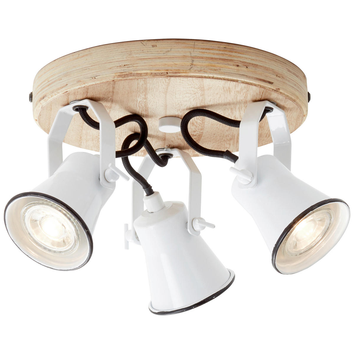 DECKENLEUCHTE  28/13 cm    - Weiß, Natur, Holz/Metall (28/13cm) - Brilliant
