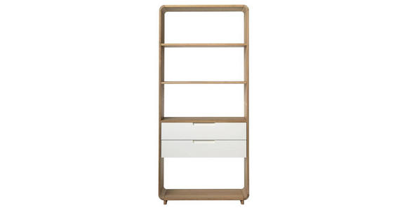 REGAL Weiß, Eichefarben 82/194/30 cm - Eichefarben/Weiß, Design, Holzwerkstoff (82/194/30cm) - Novel