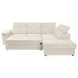 ECKSOFA Creme Flachgewebe Bettkasten, Schlaffunktion, Rücken echt, Liegefläche im Originalstoff  - Creme/Schwarz, KONVENTIONELL, Kunststoff/Textil (280/235cm) - Carryhome