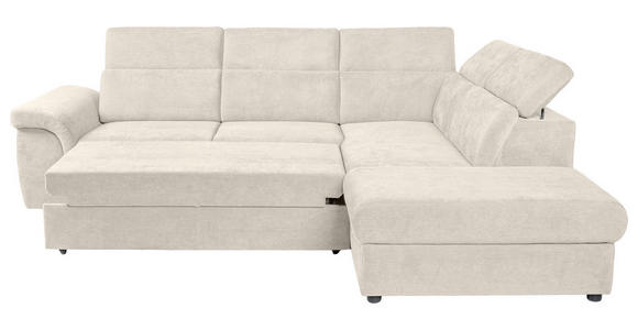 ECKSOFA Creme Flachgewebe Bettkasten, Schlaffunktion, Rücken echt, Liegefläche im Originalstoff  - Creme/Schwarz, KONVENTIONELL, Kunststoff/Textil (280/235cm) - Carryhome