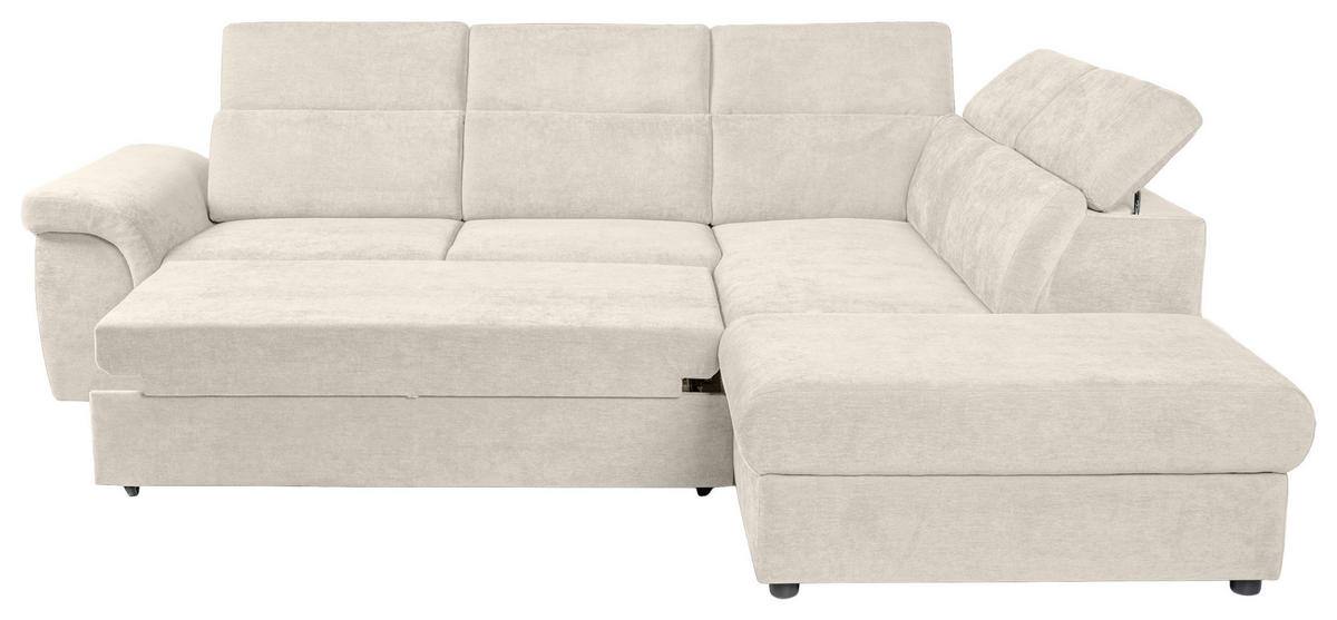 ECKSOFA Creme Flachgewebe  - Creme/Schwarz, KONVENTIONELL, Kunststoff/Textil (280/235cm) - Carryhome