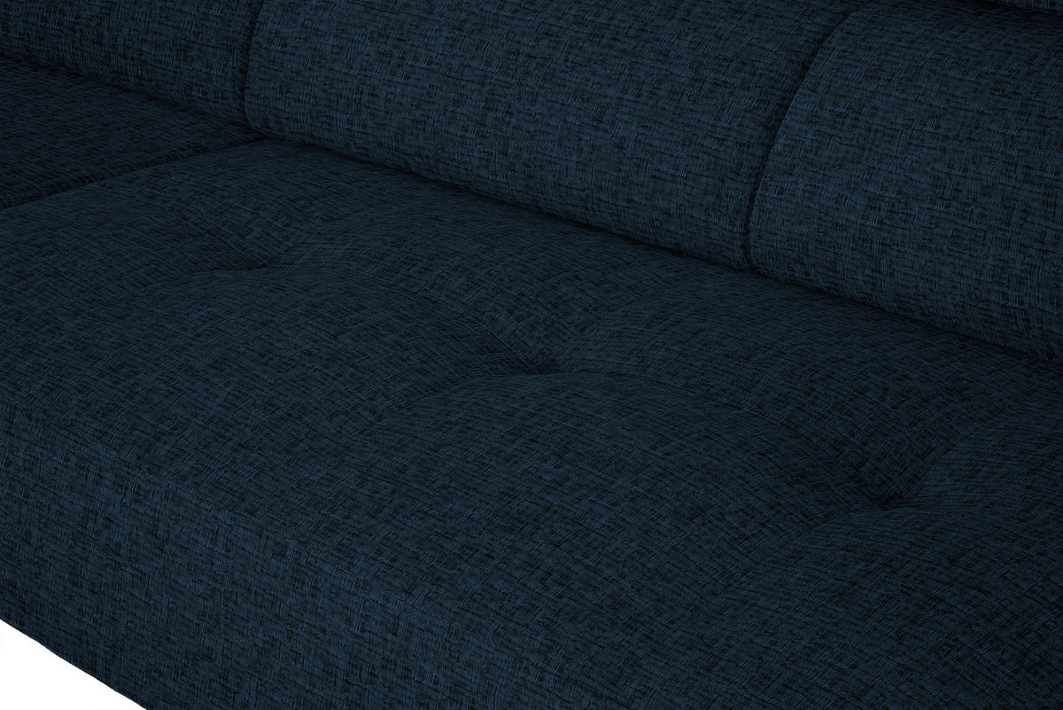 ECKSOFA in Chenille Dunkelblau  205/280 cm  - Schwarz/Dunkelblau, Design, Textil/Metall (205/280cm) - Xora