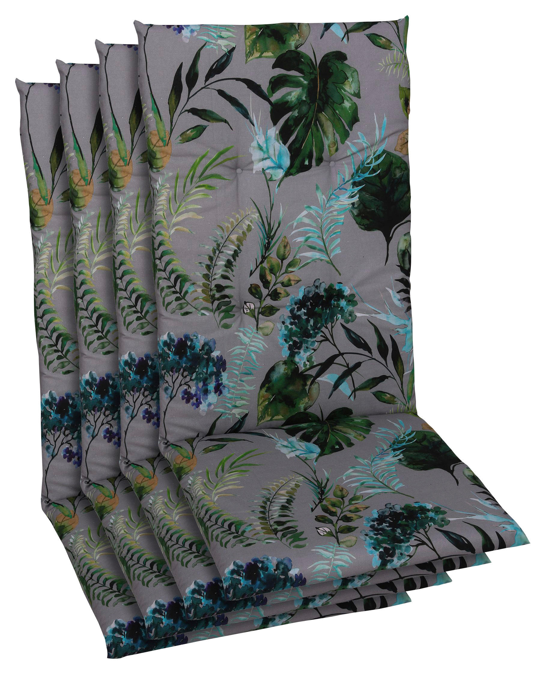 SESSELAUFLAGENSET Blätter  - Anthrazit/Grün, Basics, Textil (48/5/118cm)