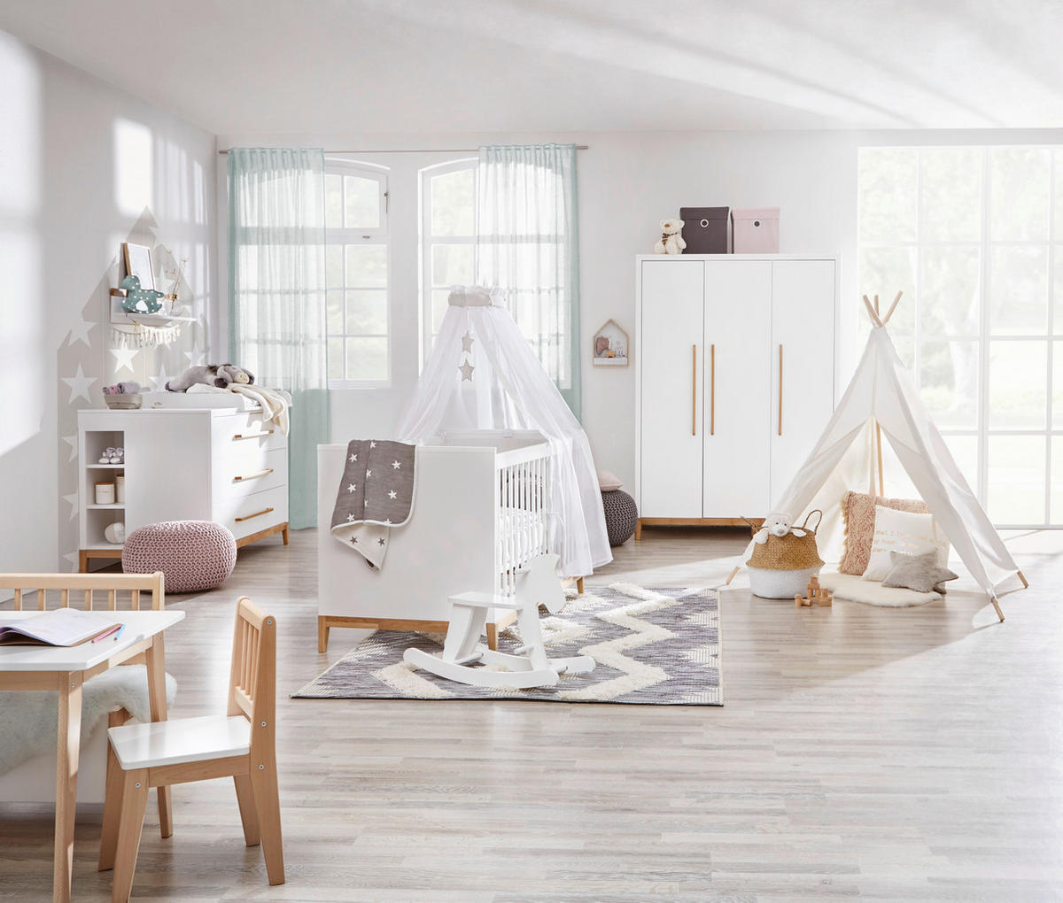 GITTERBETT SCANDIC 146/75/84 cm  - Eichefarben/Weiß, Design, Holz/Holzwerkstoff (146/75/84cm) - Jimmylee