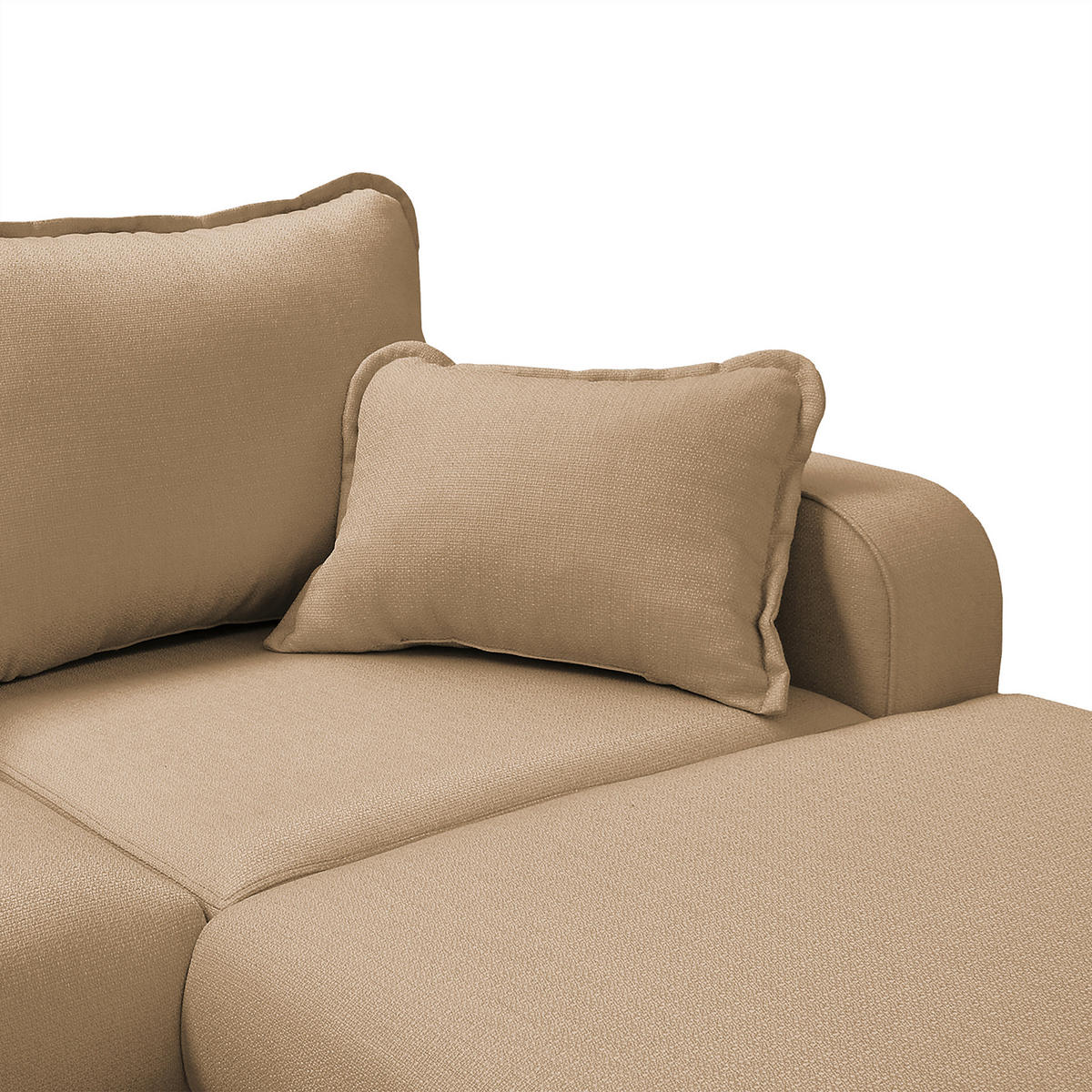 WOHNLANDSCHAFT Sandfarben Textilgeflecht  - Sandfarben/Wengefarben, Design, Holz/Textil (167/296/170cm) - Livetastic