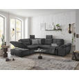 ECKSOFA in Mikrovelours Grau  - Schwarz/Grau, KONVENTIONELL, Kunststoff/Textil (217/265cm) - Carryhome