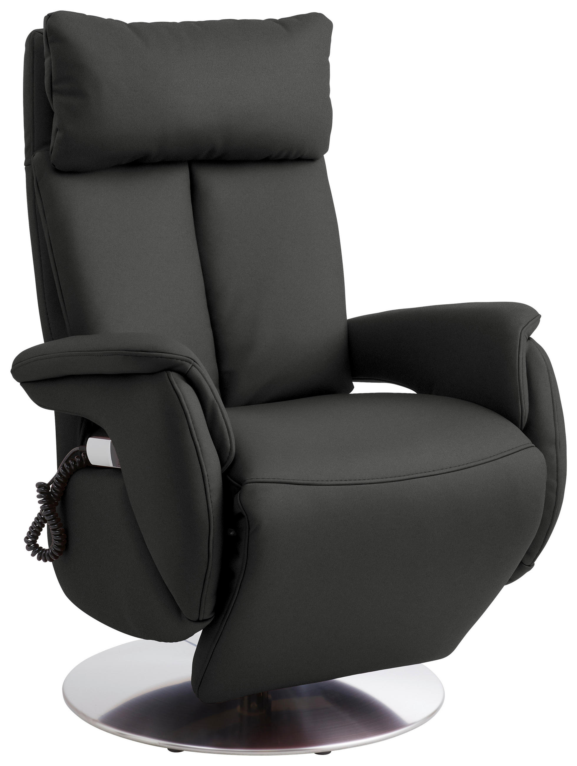 RELAXSESSEL in Leder Anthrazit  - Edelstahlfarben/Anthrazit, Konventionell, Leder/Metall (78/110/81cm) - Cantus