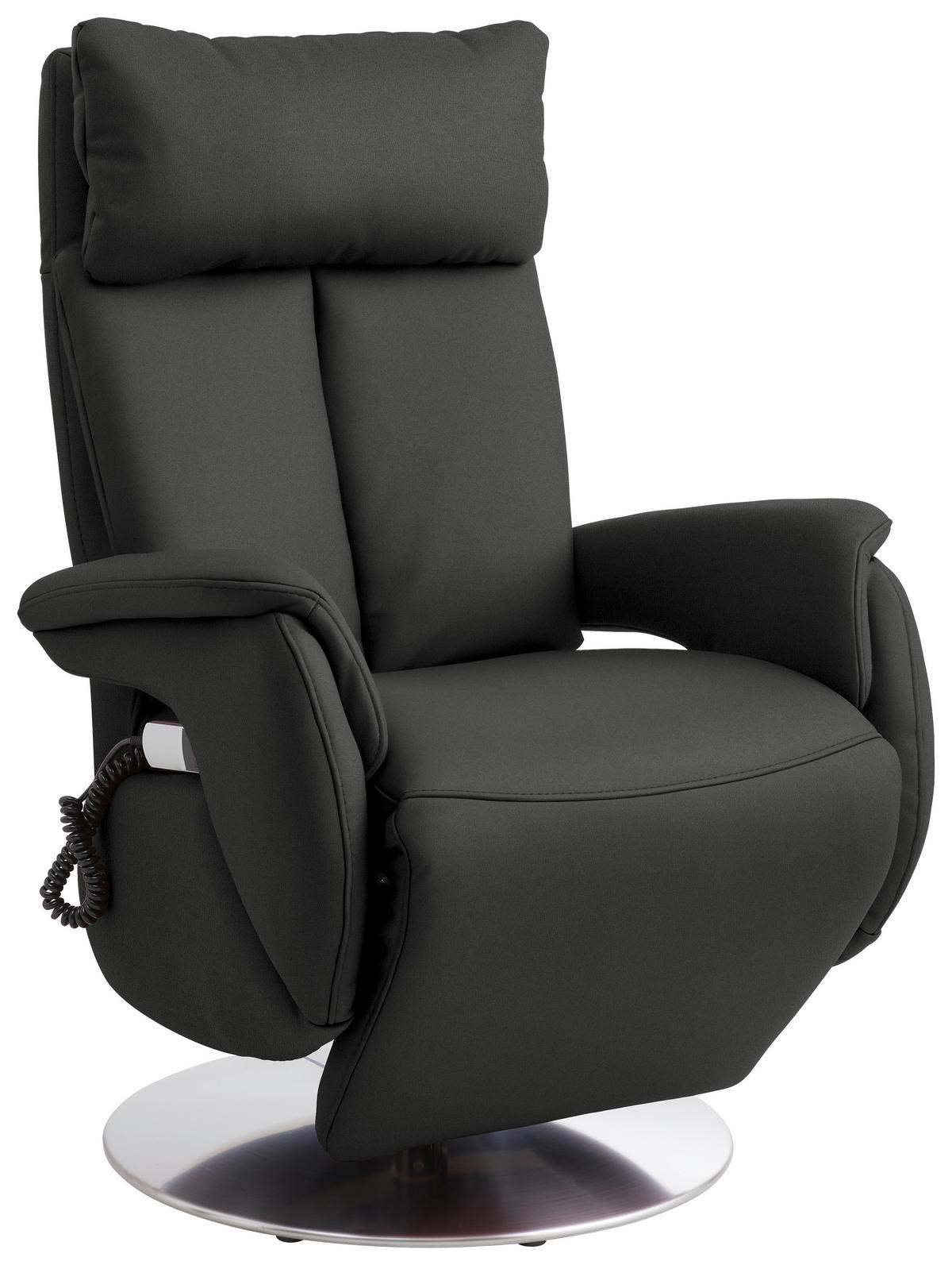 RELAXSESSEL in Leder Anthrazit  - Edelstahlfarben/Anthrazit, Konventionell, Leder/Metall (78/110/81cm) - Cantus