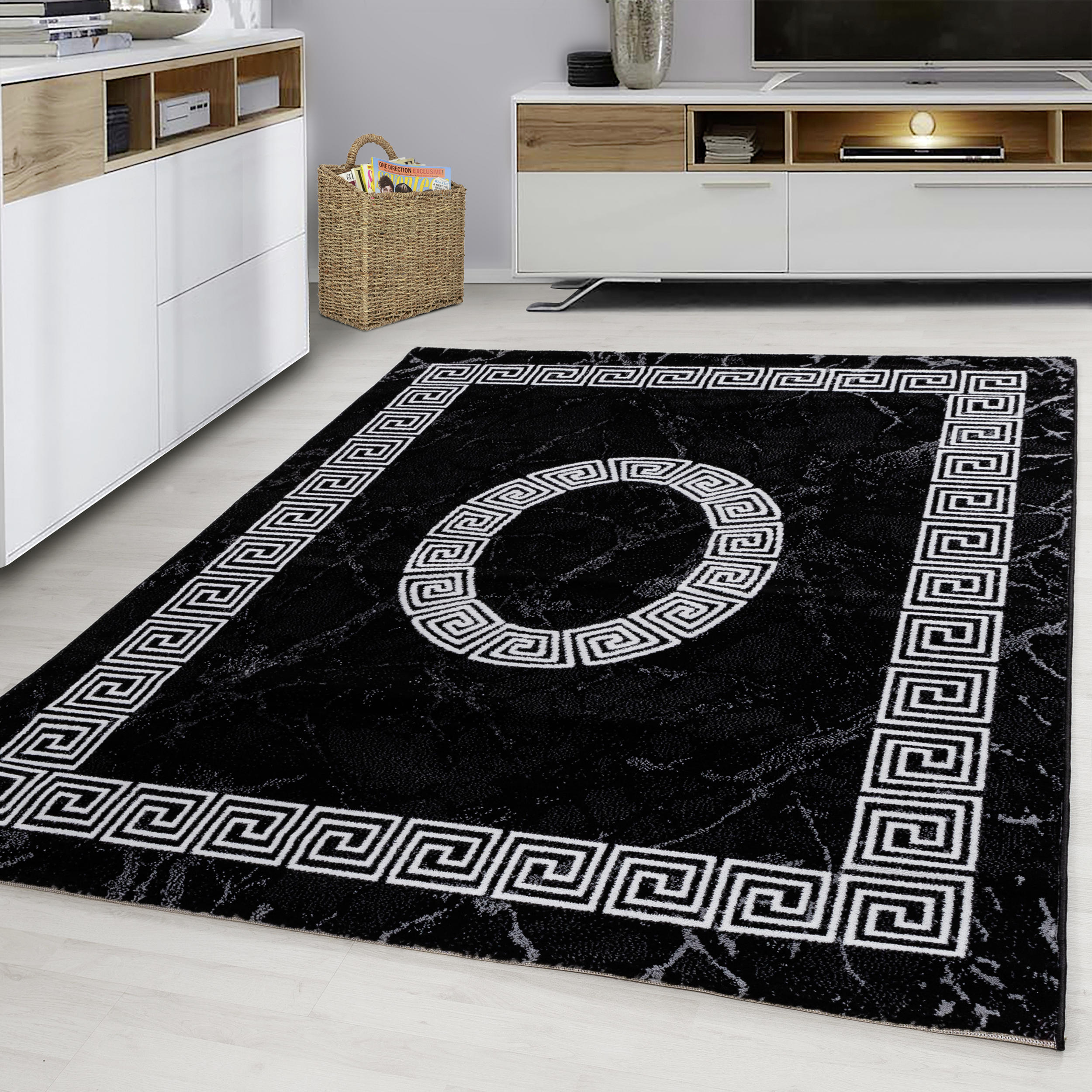 WEBTEPPICH 80/150 cm Plus Black Schwarz, Weiß  - Schwarz/Weiß, Design, Textil (80/150cm)