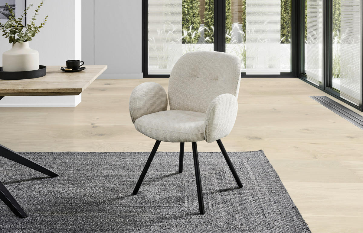 ARMLEHNSTUHL  in Eisen Chenille  - Schwarz/Weiß, LIFESTYLE, Holz/Textil (60/87/65cm) - Livetastic