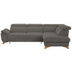 ECKSOFA in Flachgewebe Graubraun  - Eichefarben/Graubraun, MODERN, Holz/Textil (287/212cm) - Valnatura