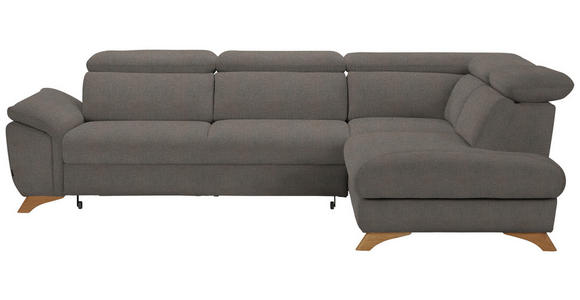 ECKSOFA in Flachgewebe Graubraun  - Eichefarben/Graubraun, MODERN, Holz/Textil (287/212cm) - Valnatura