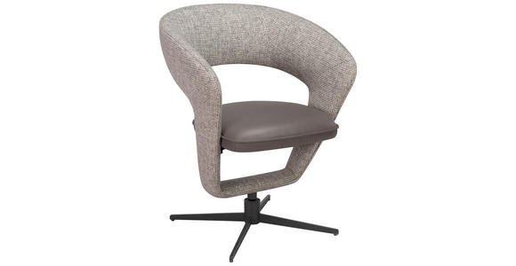 ARMLEHNSTUHL  in Eisen Webstoff, Mikrofaser  - Hellgrau/Schwarz, Design, Textil/Metall (62/84/62cm) - Moderano