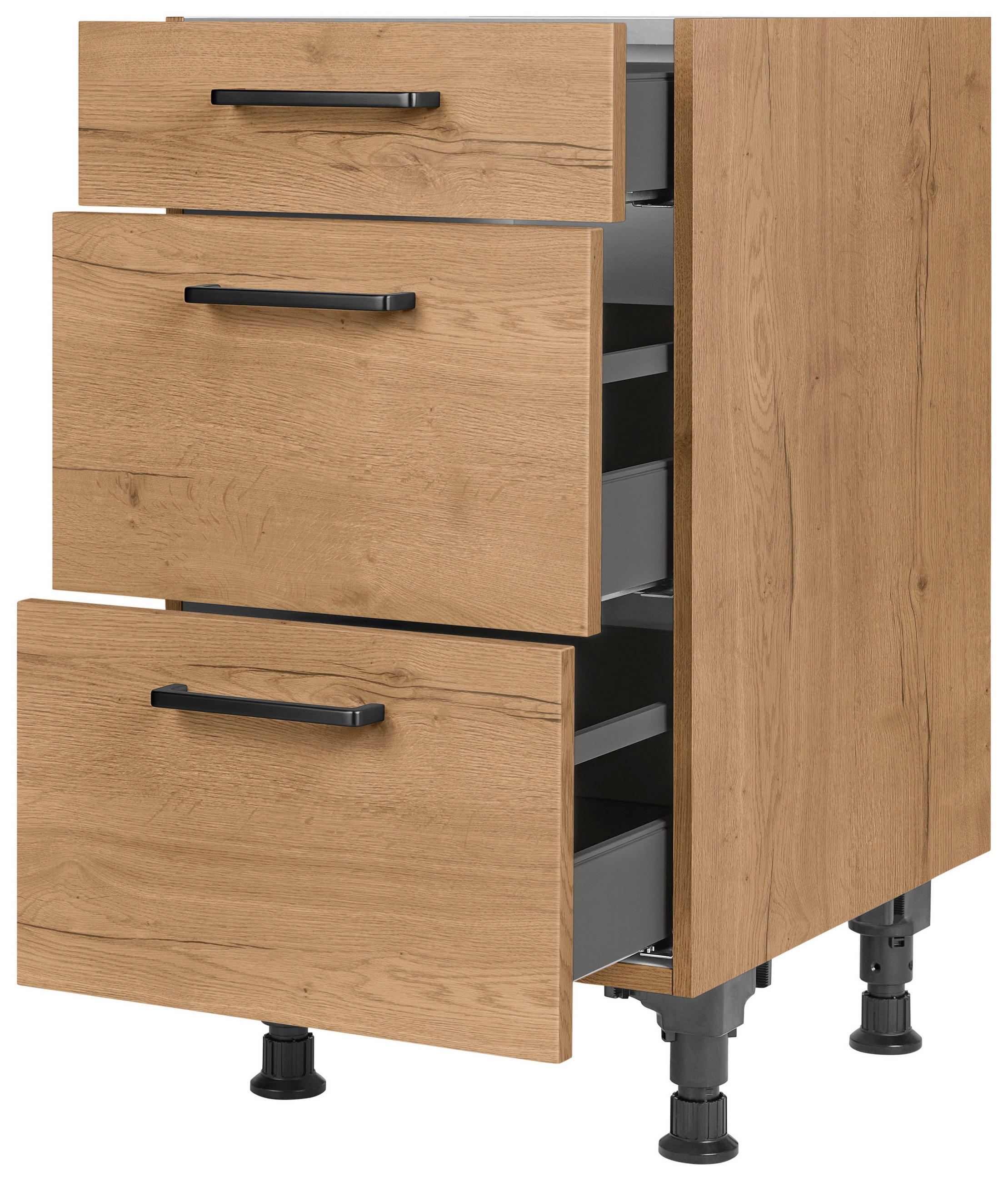 SCHUBKASTENUNTERSCHRANK 45/87/56 cm  in Eichefarben  - Eichefarben/Schwarz, MODERN, Holzwerkstoff/Metall (45/87/56cm) - Nobilia